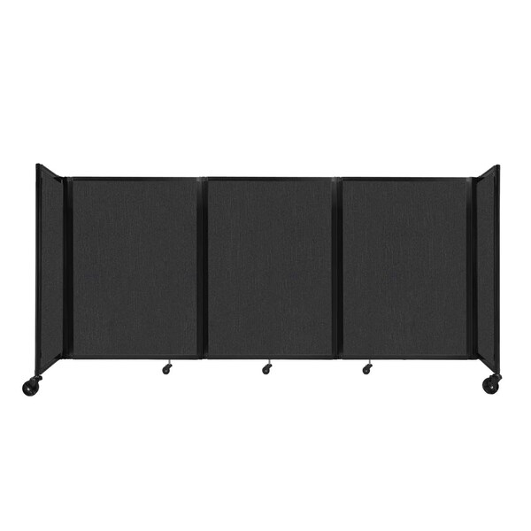 Room Divider 360 Folding Portable Partition 8'6" x 4' Black Fabric